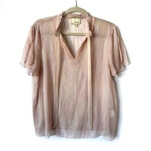 The Korner embroidered silk tie neck blouse